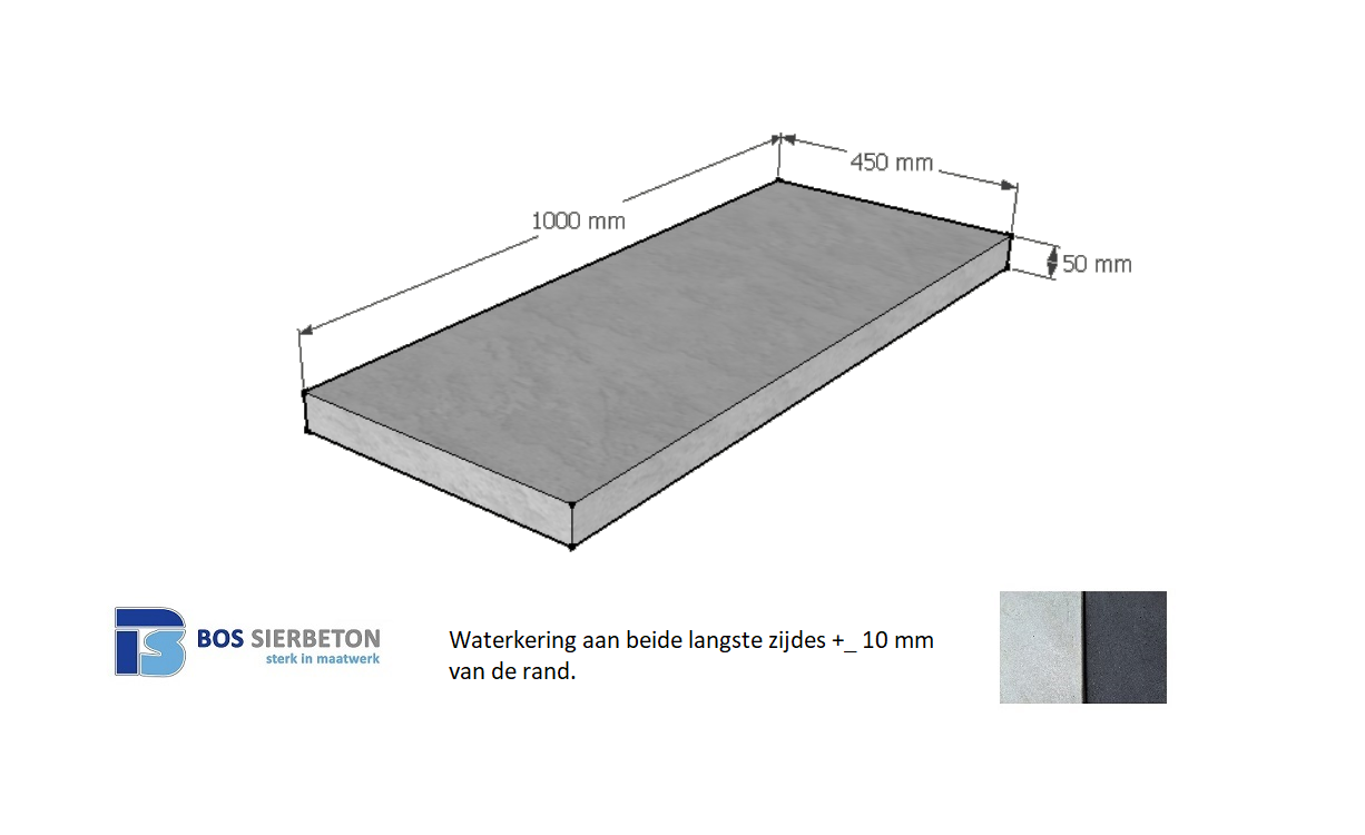 Muurafdekker vlak 45 x 100 x 5 cm