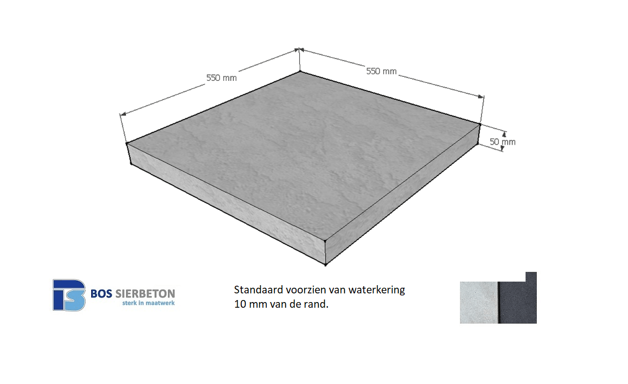 Paalmuts vlak 55 x 55 x 5 cm