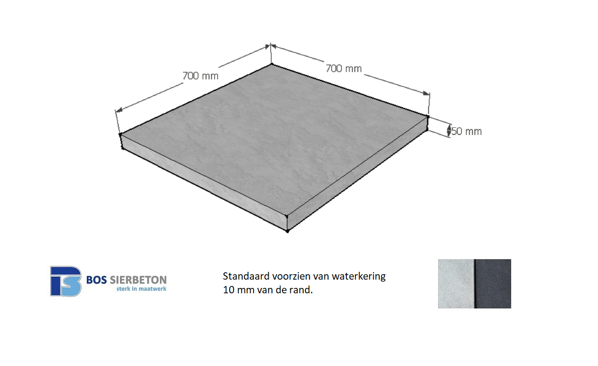 Paalmuts vlak 70 x 70 x 5 cm