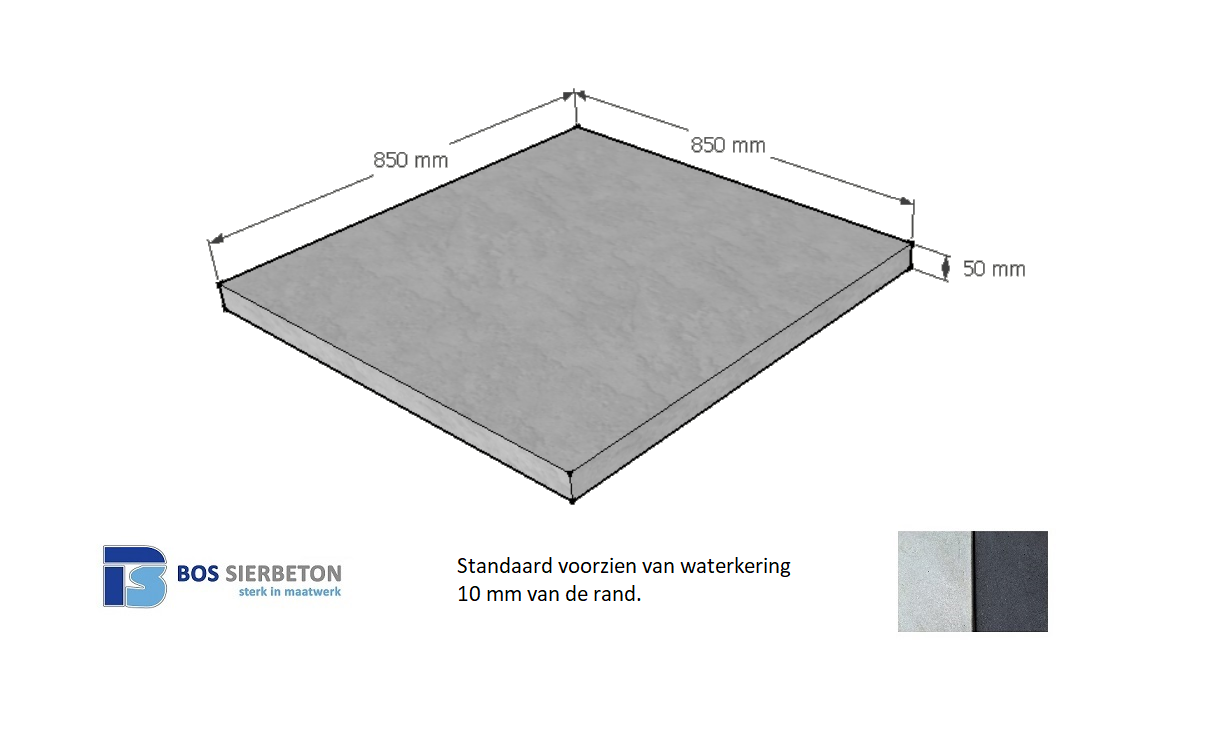 Paalmuts vlak 85 x 85 x 5 cm