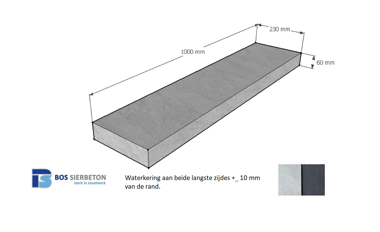 Muurafdekker vlak 23 x 100 x 6 cm