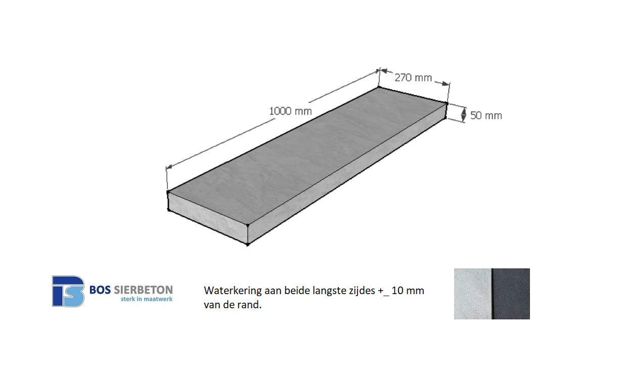 Muurafdekker vlak 27 x 100 x 5 cm