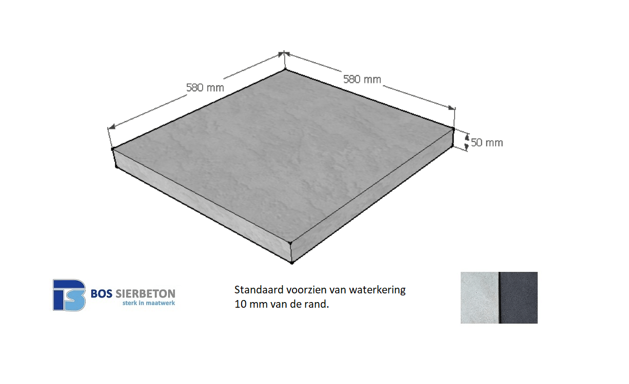 Paalmuts vlak 58 x 58 x 5 cm