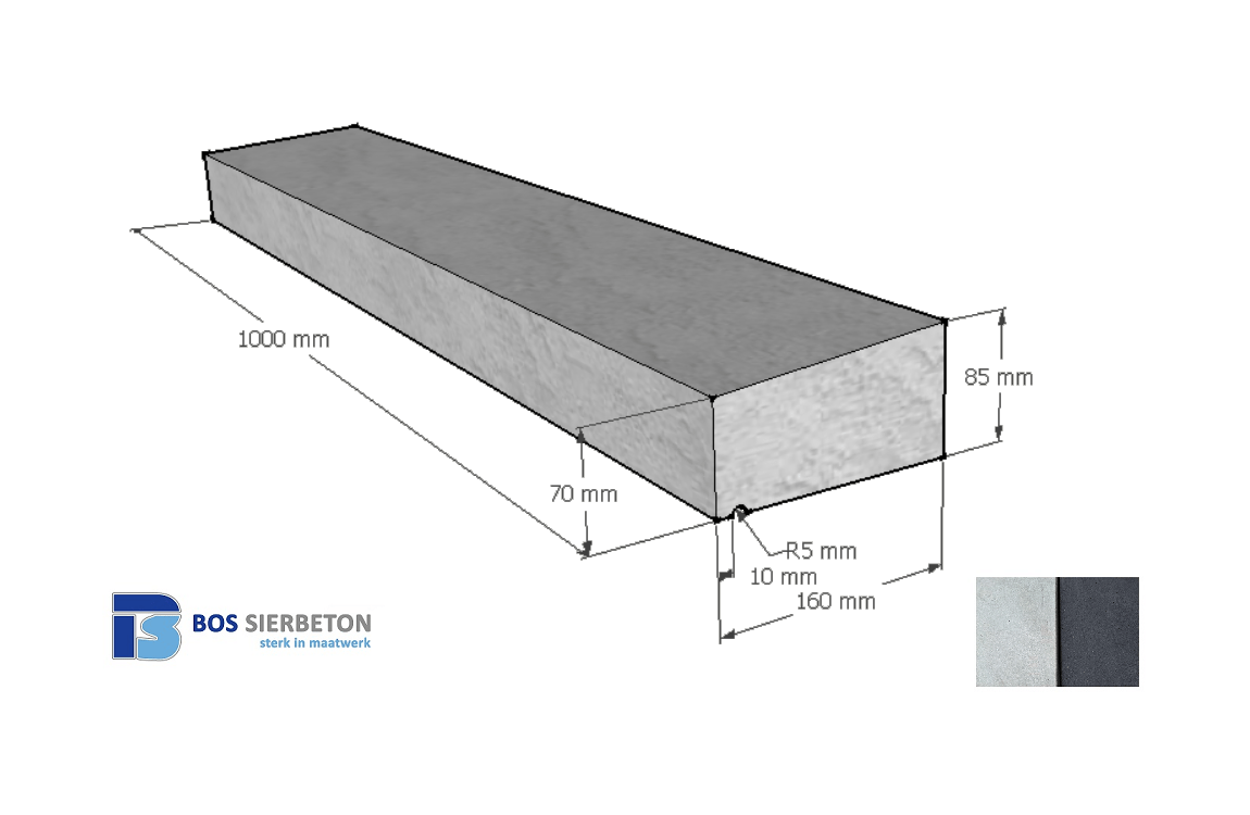 Muurafdekker 1 zijdig 16 x 7/8.5 x 100 cm