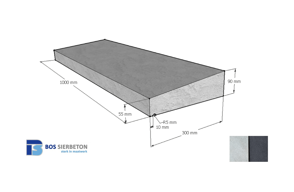 Muurafdekker 1 zijdig 30 x 5.5/9 x 100 cm