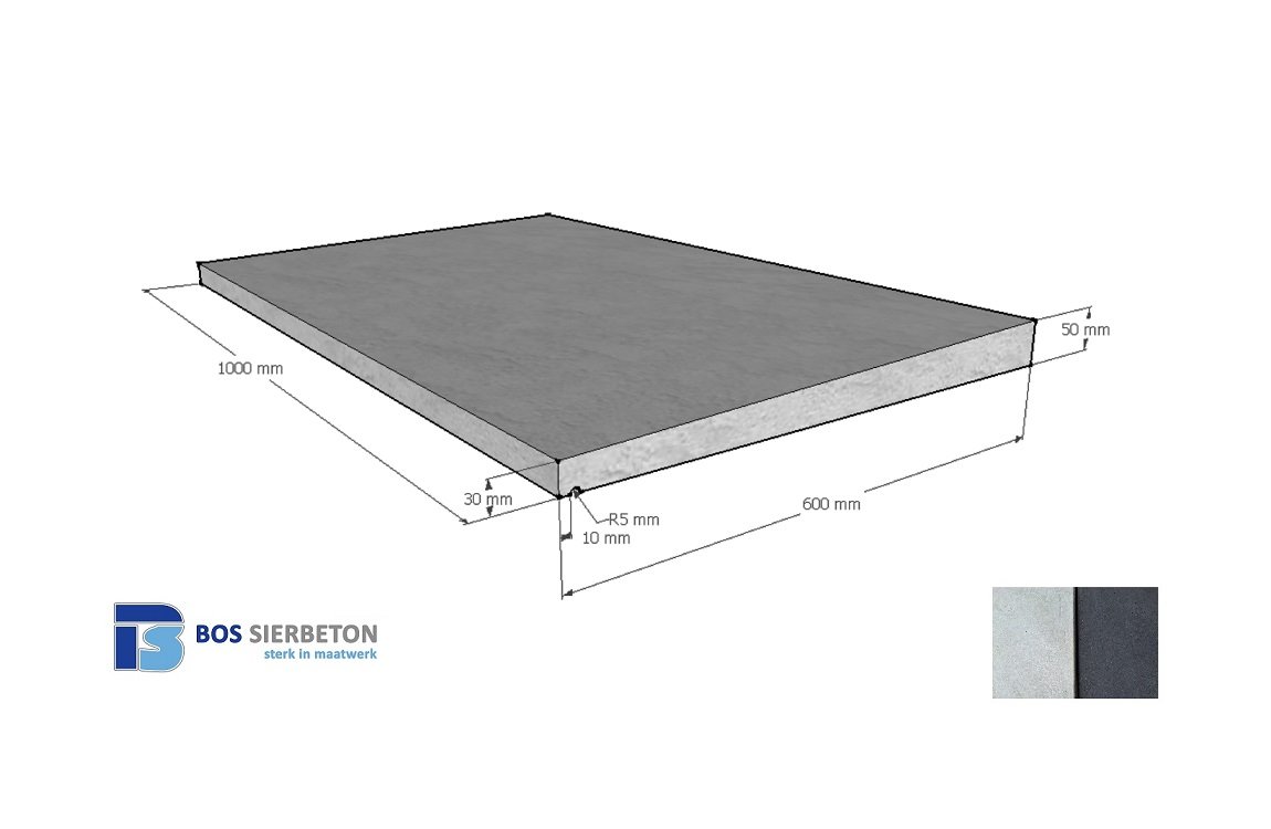 Muurafdekker 1 zijdig 60 x 3/5.5 x 100 cm