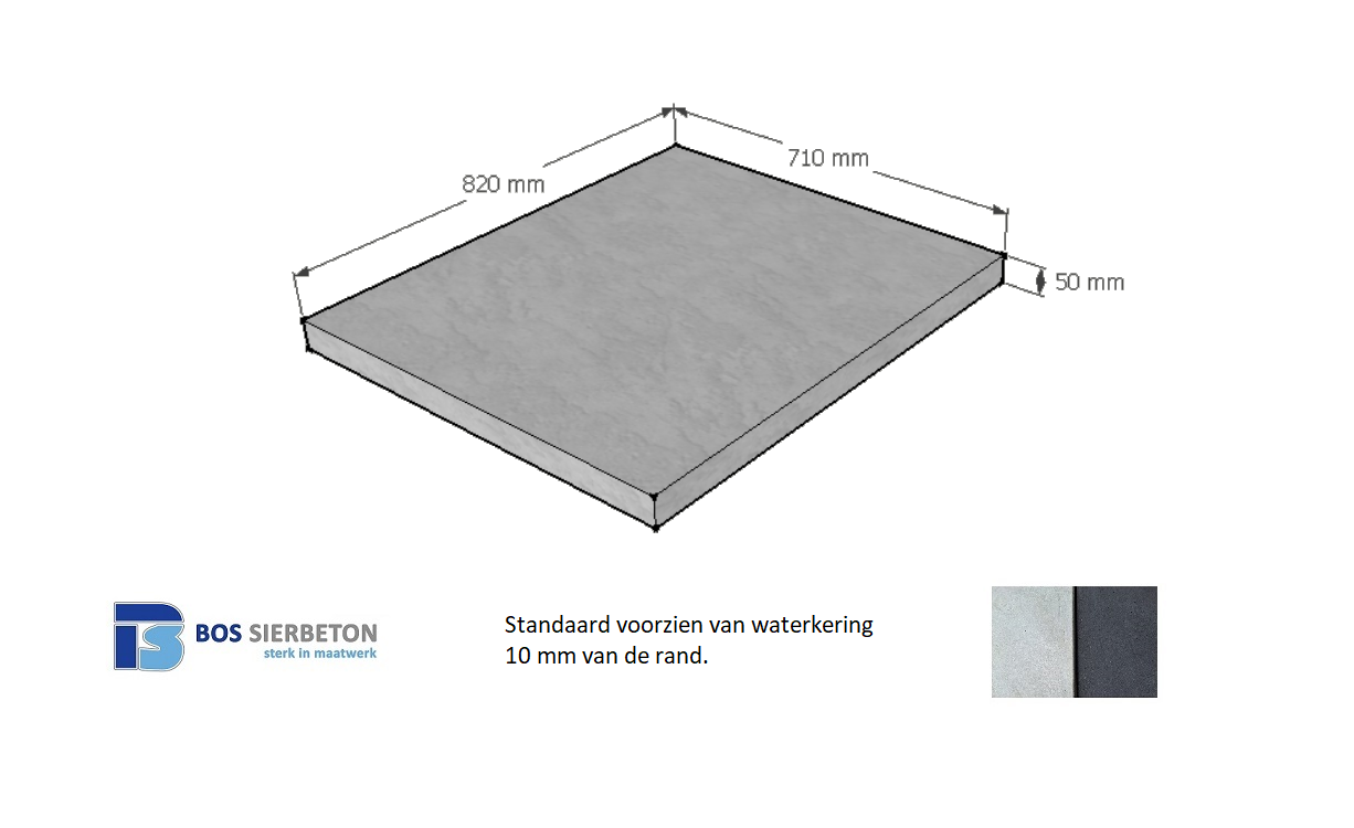 Paalmuts vlak  71 x  82 x   5 cm