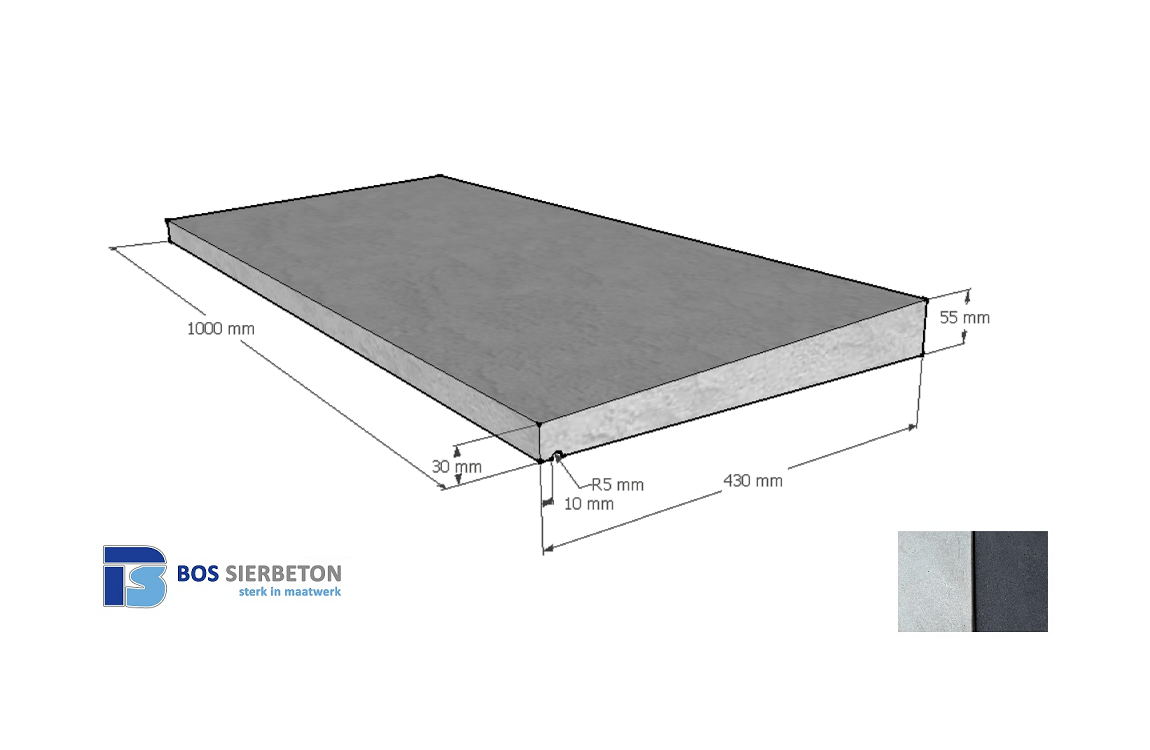 Muurafdekker 1 zijdig 43 x 3/5.5 x 100 cm