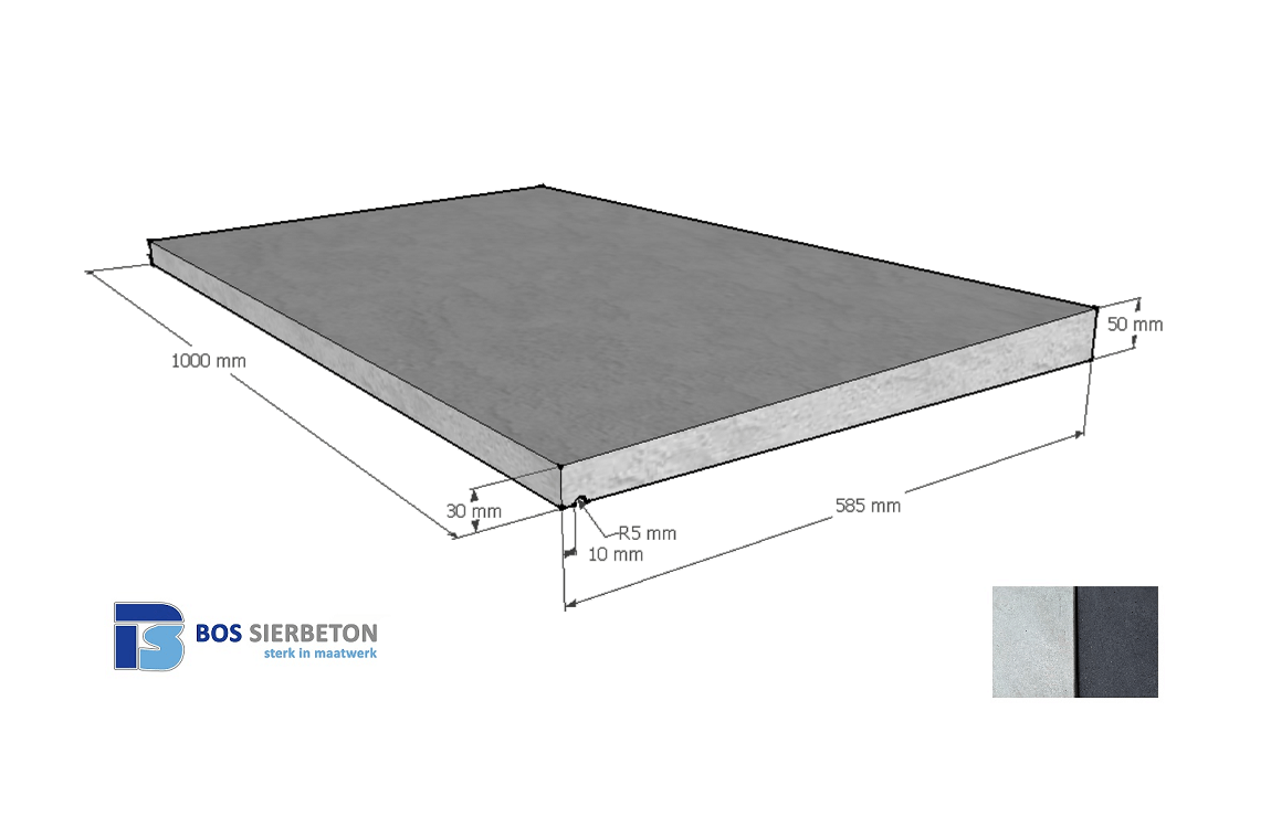 Muurafdekker 1 zijdig 58.5 x 3/5 x 100 cm