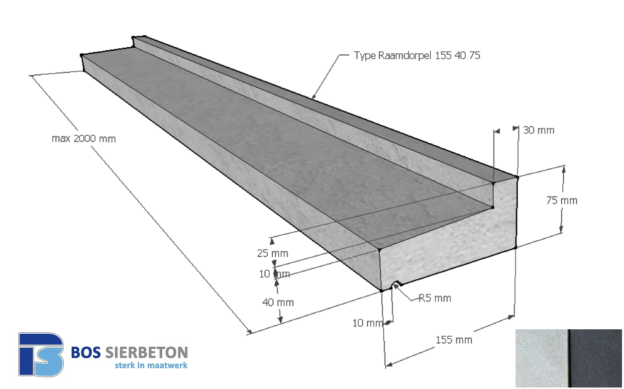 Raamdorpel 155 40 / 75 mm