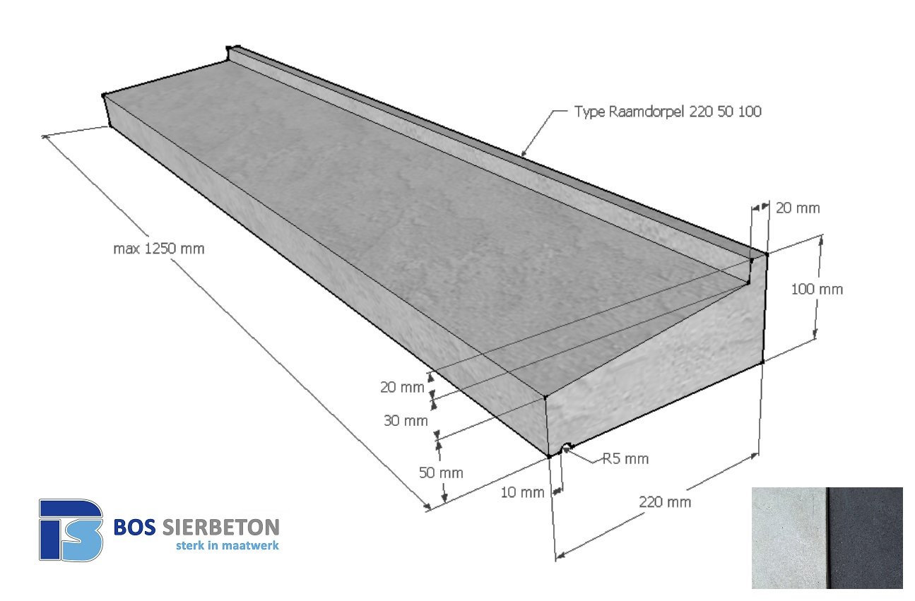Raamdorpel 220 x 50 / 100 mm