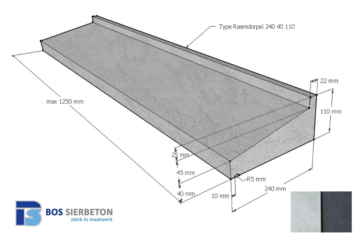 Raamdorpel 240 x 40 / 110 mm