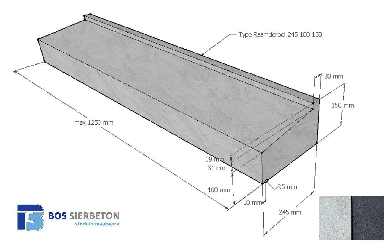 Raamdorpel 245 x 100 / 150 mm