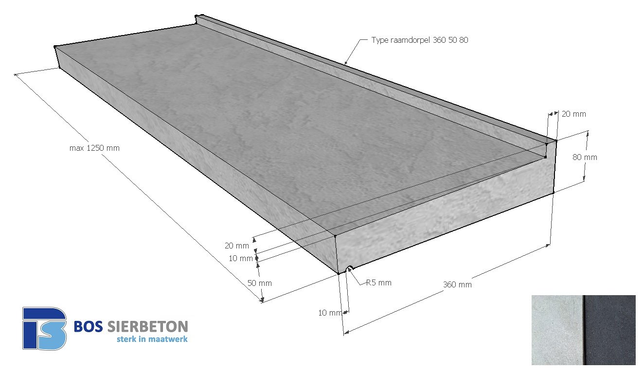 Raamdorpel 360 x 50 / 80 mm