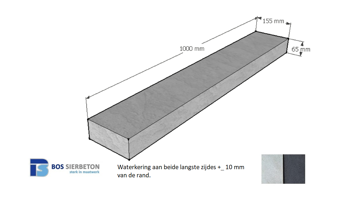 Muurafdekker vlak 15.5 x 100 x 6.5 cm