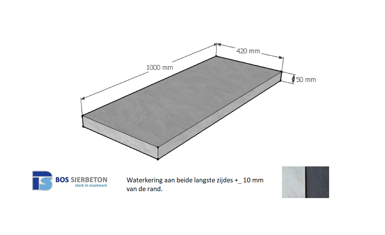 Muurafdekker vlak 42 x 100 x 5 cm