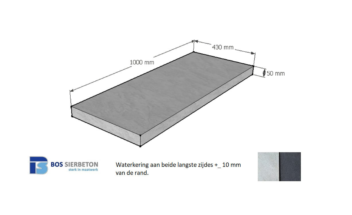 Muurafdekker vlak 43 x 100 x 5 cm
