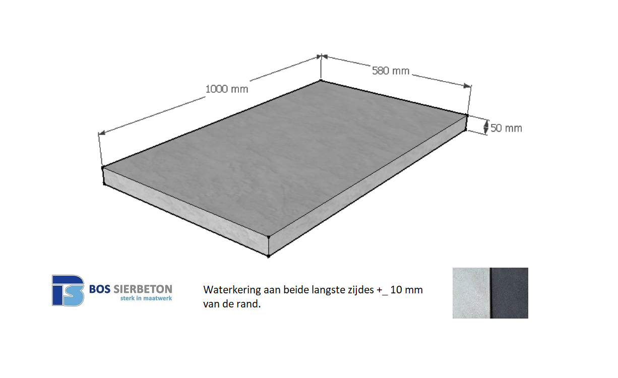 Muurafdekker vlak 58 x 100 x 5 cm