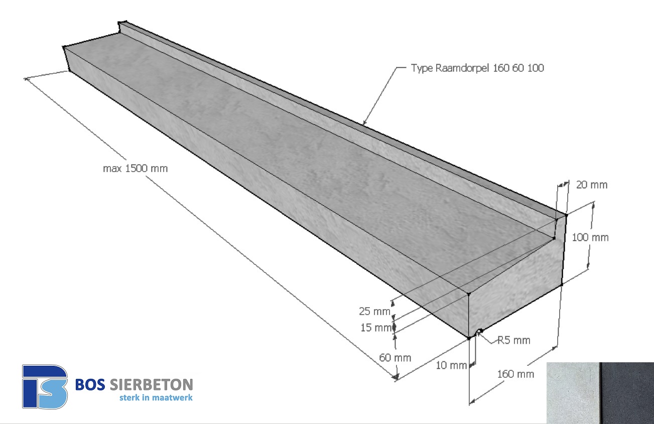Raamdorpel 160 x 60 / 100 mm