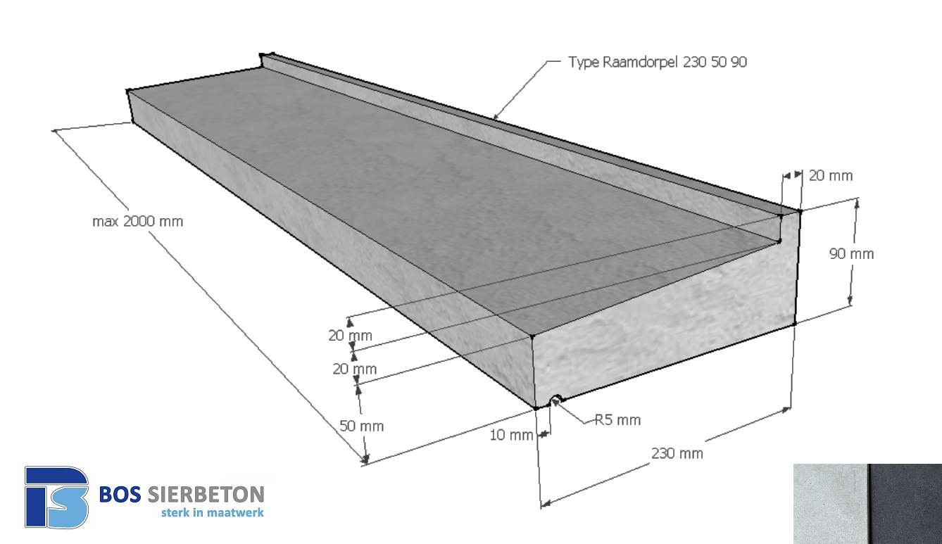 Raamdorpel 230 x 50 / 90 mm