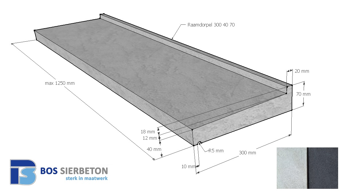 Raamdorpel 300 x 40 / 70 mm